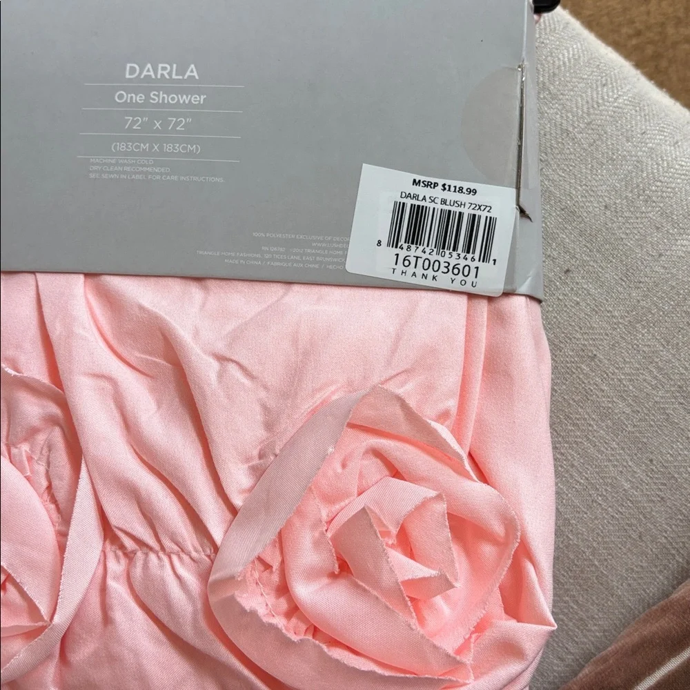 Lush Decor Darla Shower Curtain Single Blush -Flower Fabric Vintage Decor 72x72”